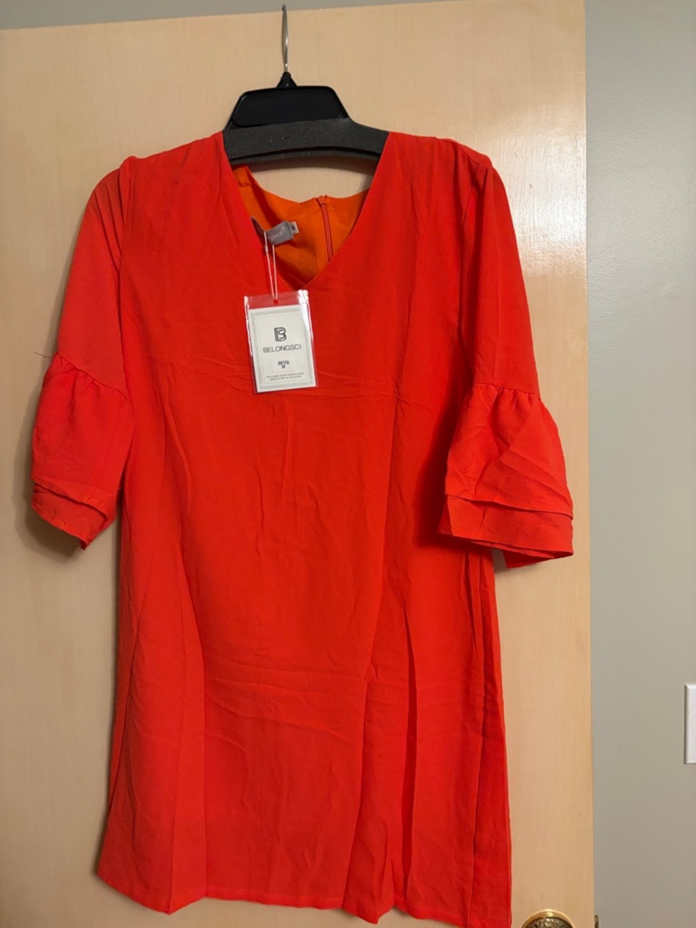 NEW Orange Women’s V-Neck Ruffle Sleeve Dress Size Medium